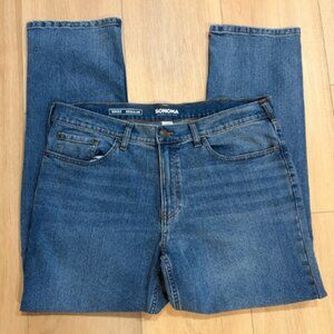 Sonoma Regular Denim Jeans Mens 38x32 Classic EUC Medium Blue Wash